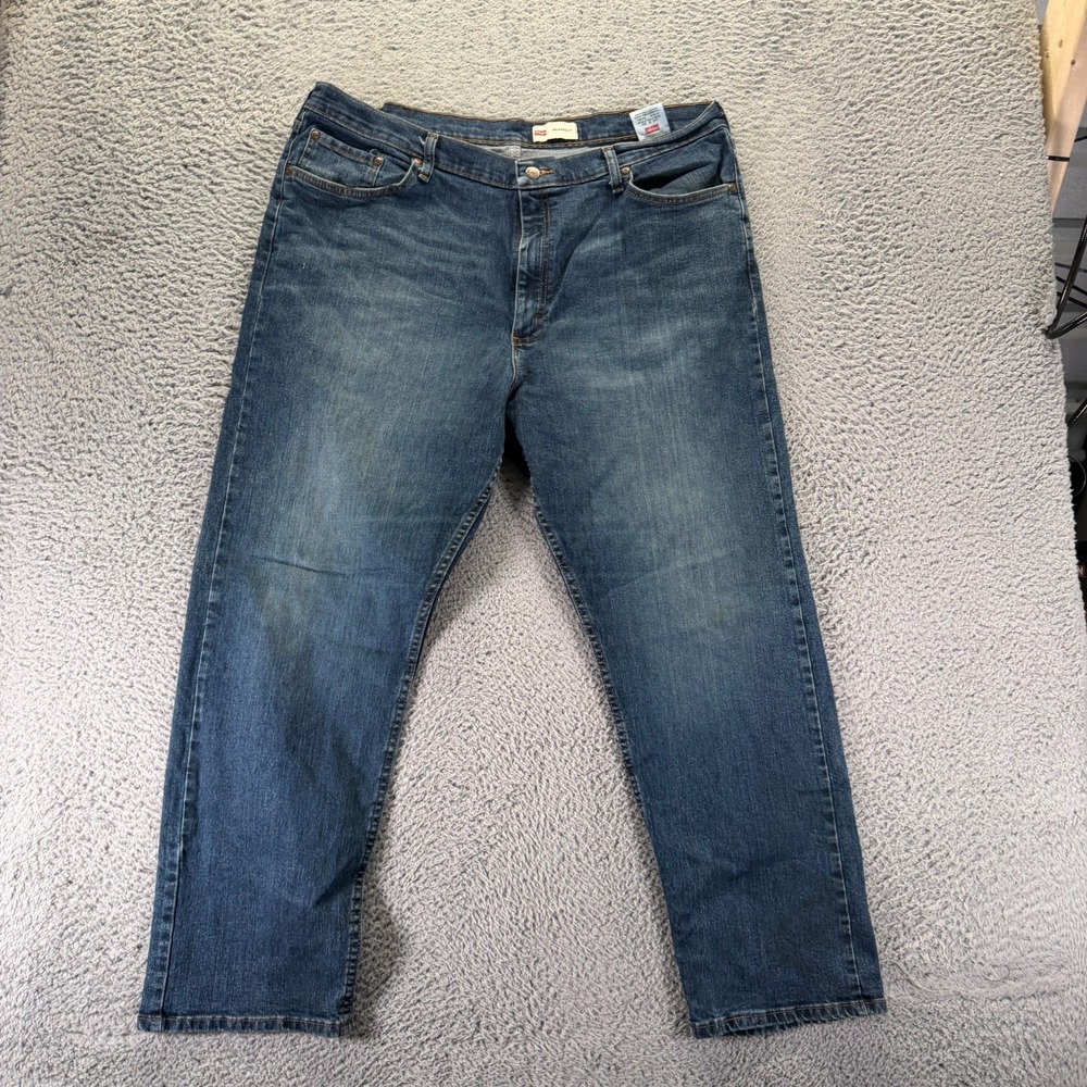 Wrangler Jeans Mens 40x30 Blue Cotton Denim Straight Relaxed Fit Faded Stretch